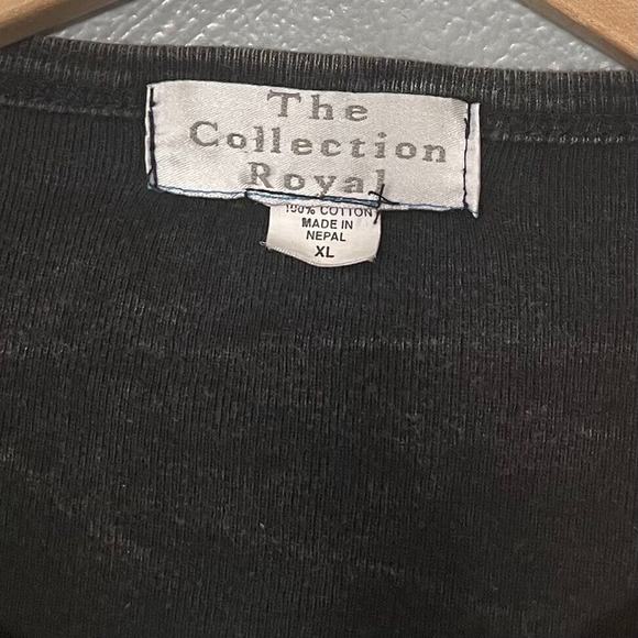 The Collection Royal Size XL Rainbow Stripes Knit Tee Top Acid Wash Hippie - Picture 5 of 9